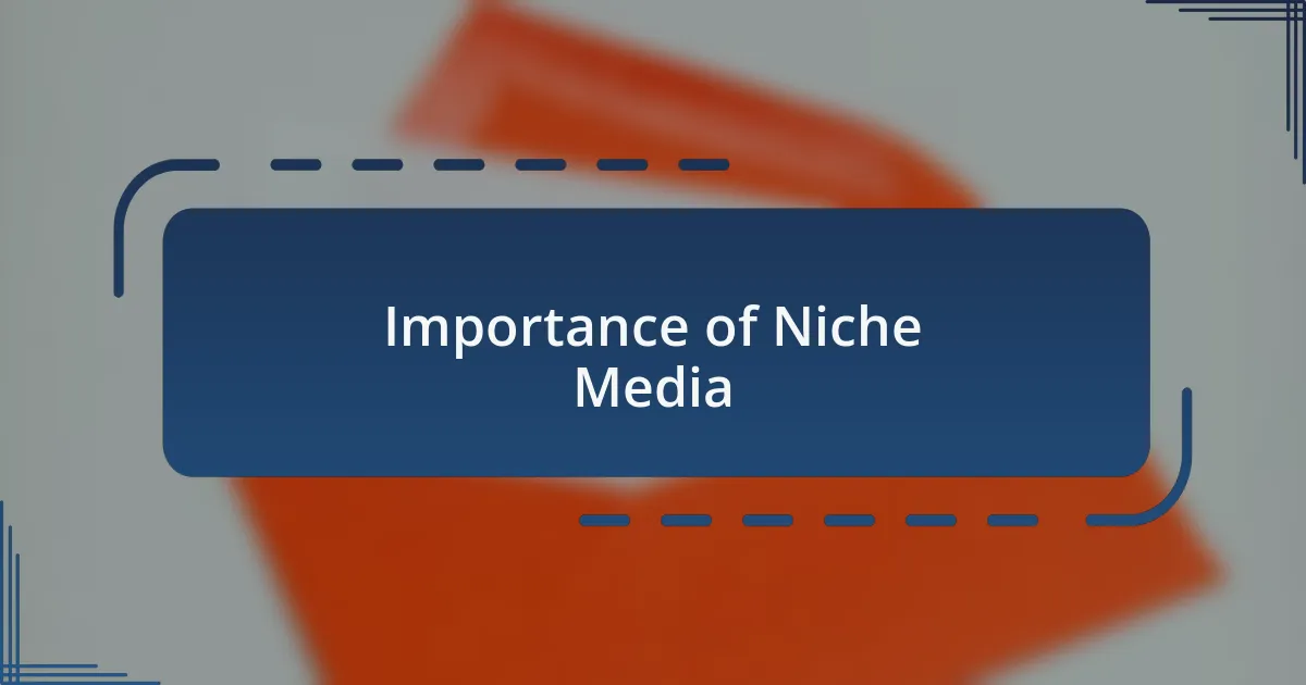 Importance of Niche Media