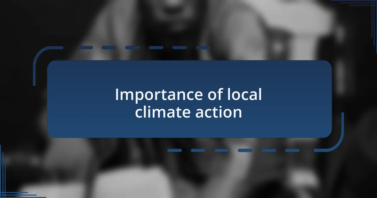 Importance of local climate action