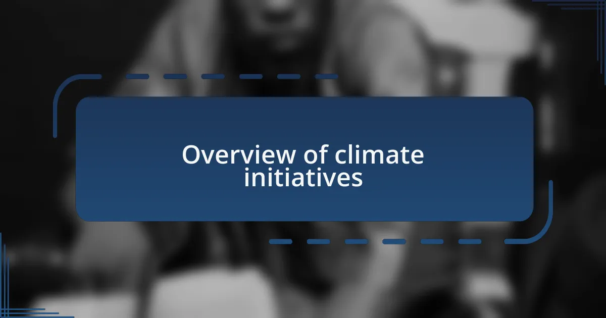 Overview of climate initiatives