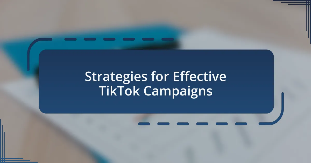 Strategies for Effective TikTok Campaigns