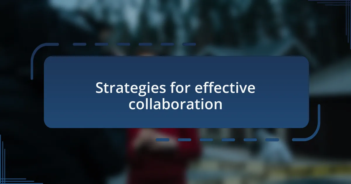 Strategies for effective collaboration